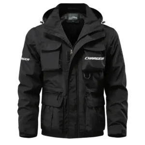 Charger Exclusive Logo Waterproof Multi Pocket Jacket Detachable Hood and Sleeves HCPDMPJ529CGZ Jacket