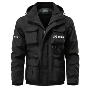 iKon Exclusive Logo Waterproof Multi Pocket Jacket Detachable Hood and Sleeves HCPDMPJ529IBZ Jacket