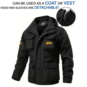 Lew's Exclusive Logo Waterproof Multi Pocket Jacket Detachable Hood and Sleeves HCPDMPJ529LSZ Jacket