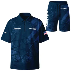 Falcon Exclusive Logo Waffle Polo and Shorts Set TTFSWPLS081501FAZ Falcon Waffle Polo