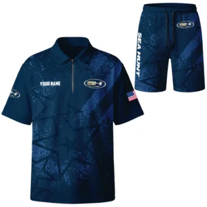 Sea Hunt Exclusive Logo Waffle Polo and Shorts Set TTFSWPLS081501SEZ Sea Hunt Waffle Polo