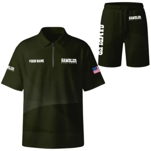 Gambler Exclusive Logo Waffle Polo and Shorts Set TTFSWPLS081503GBZ