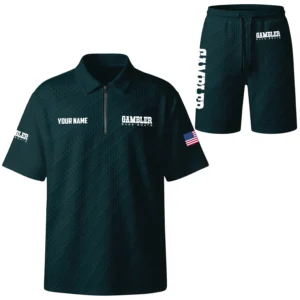 Gambler Exclusive Logo Waffle Polo and Shorts Set TTFSWPLS081504GBZ